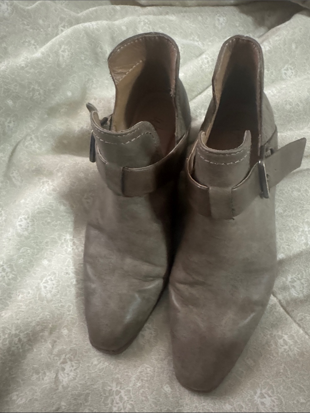 Wonderly Taupe Suede Ankle Booties with Buckle Strap